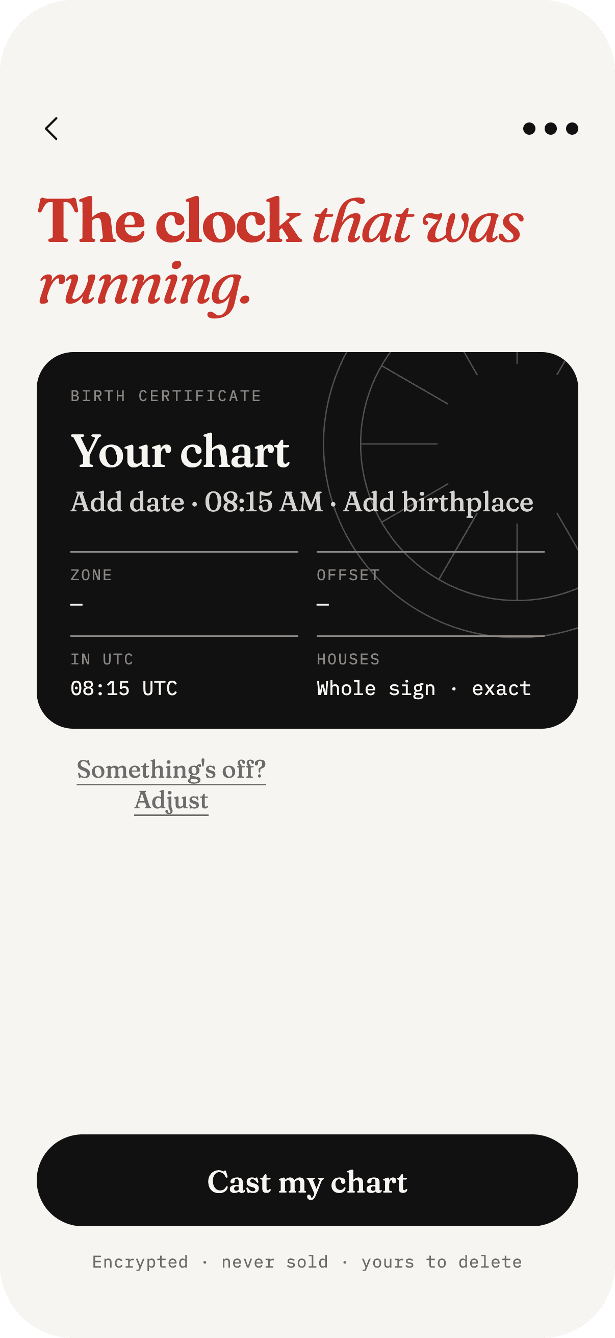 diosa onboarding: reviewing the time zone, offset and houses